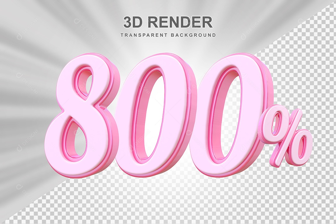 Elemento 3D Número 800% Rosa Para Composição PSD