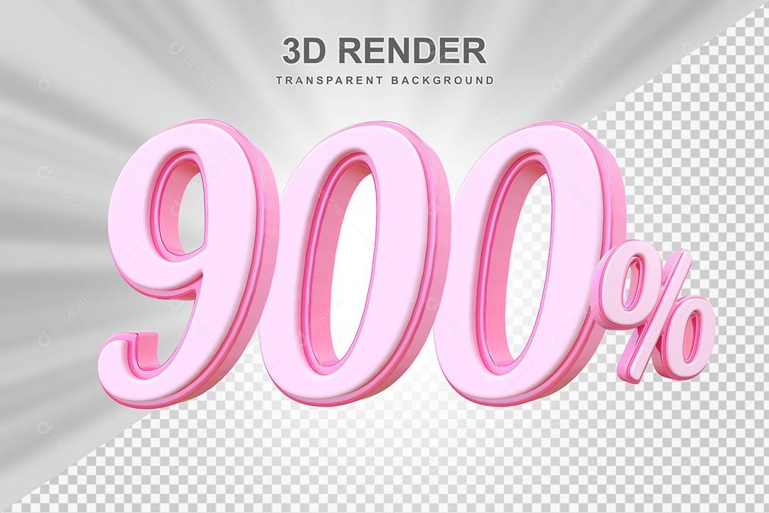 Elemento 3D Número 900% Rosa Para Composição PSD