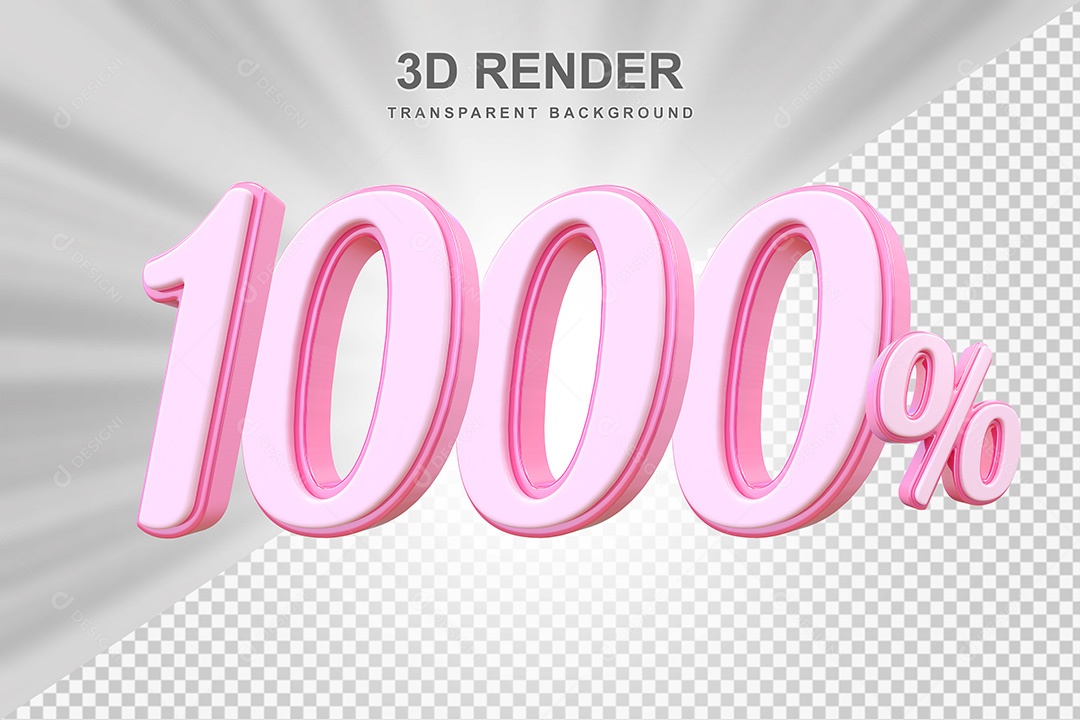 Elemento 3D Número 1000% Rosa Para Composição PSD