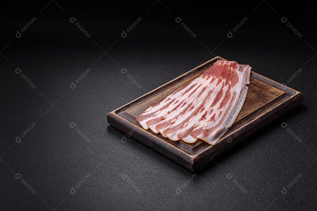 Retrato de fatias de toucinho ou bacon.