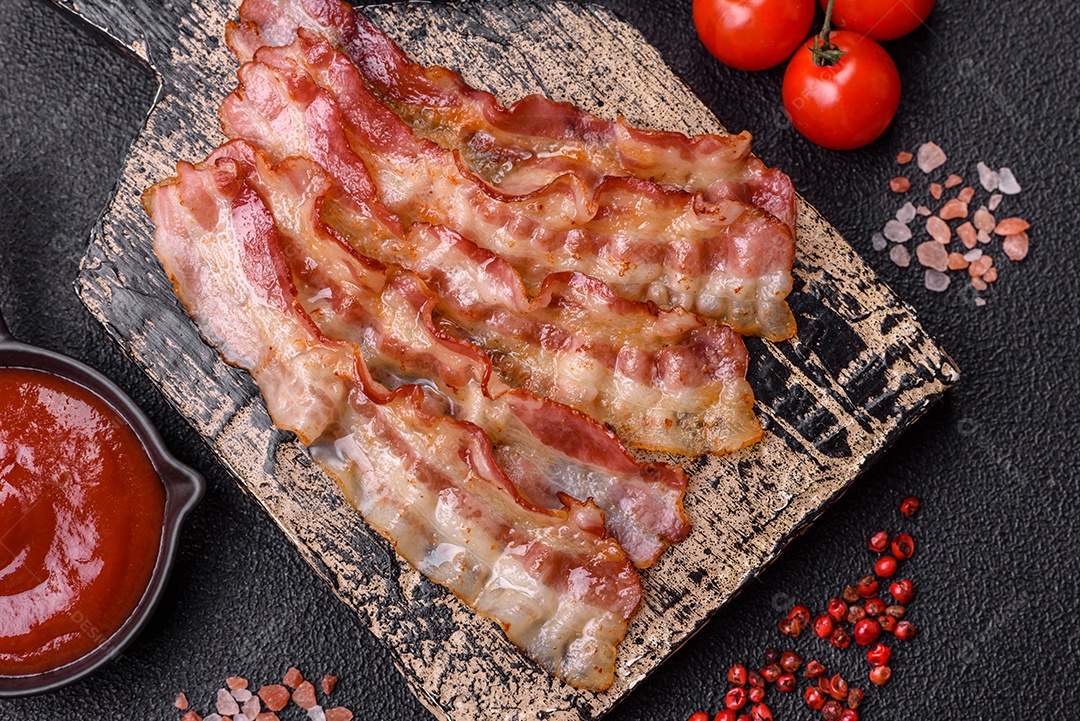 Retrato de fatias de toucinho ou bacon.