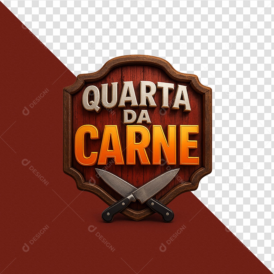 Selo 3D Quarta De Carne Para Composição PSD