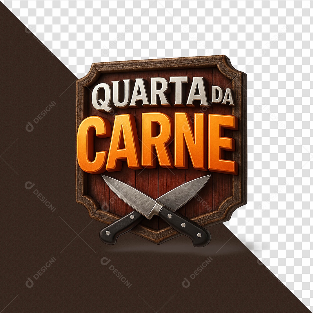 Selo 3D Quarta De Carne Para Composição PSD