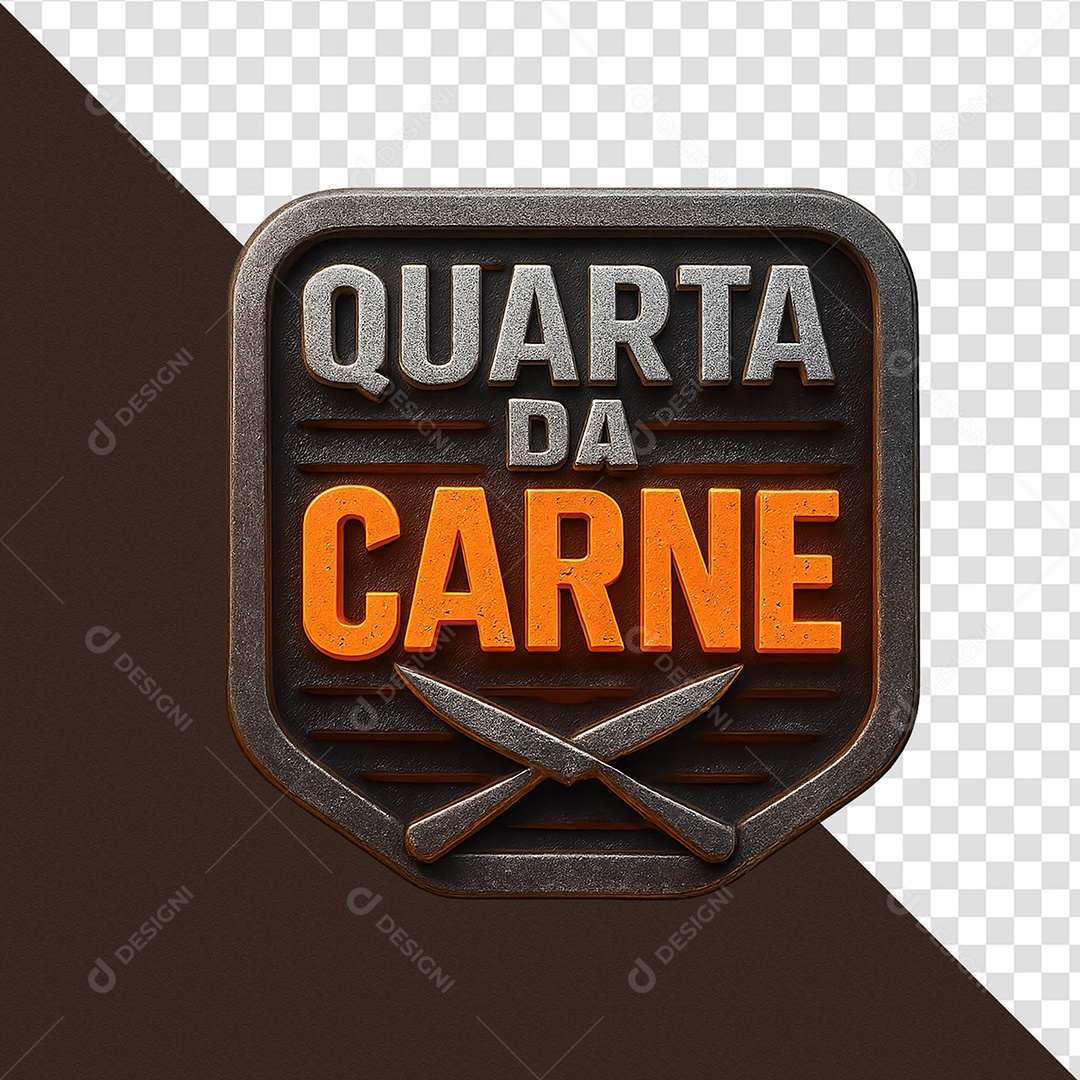 Selo 3D Quarta De Carne Para Composição PSD