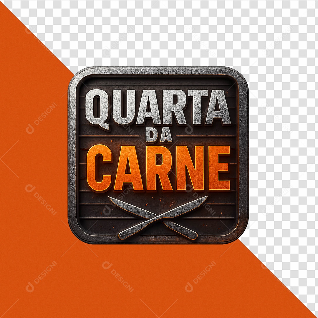 Selo 3D Quarta De Carne Para Composição PSD