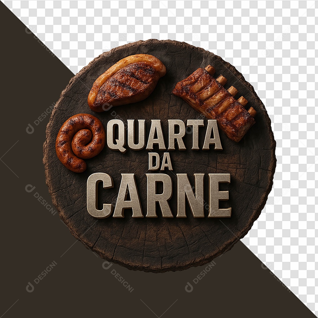 Selo 3D Quarta De Carne Para Composição PSD