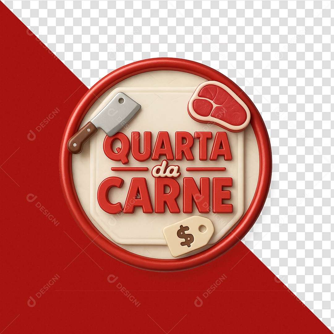 Selo 3D Quarta De Carne Para Composição PSD