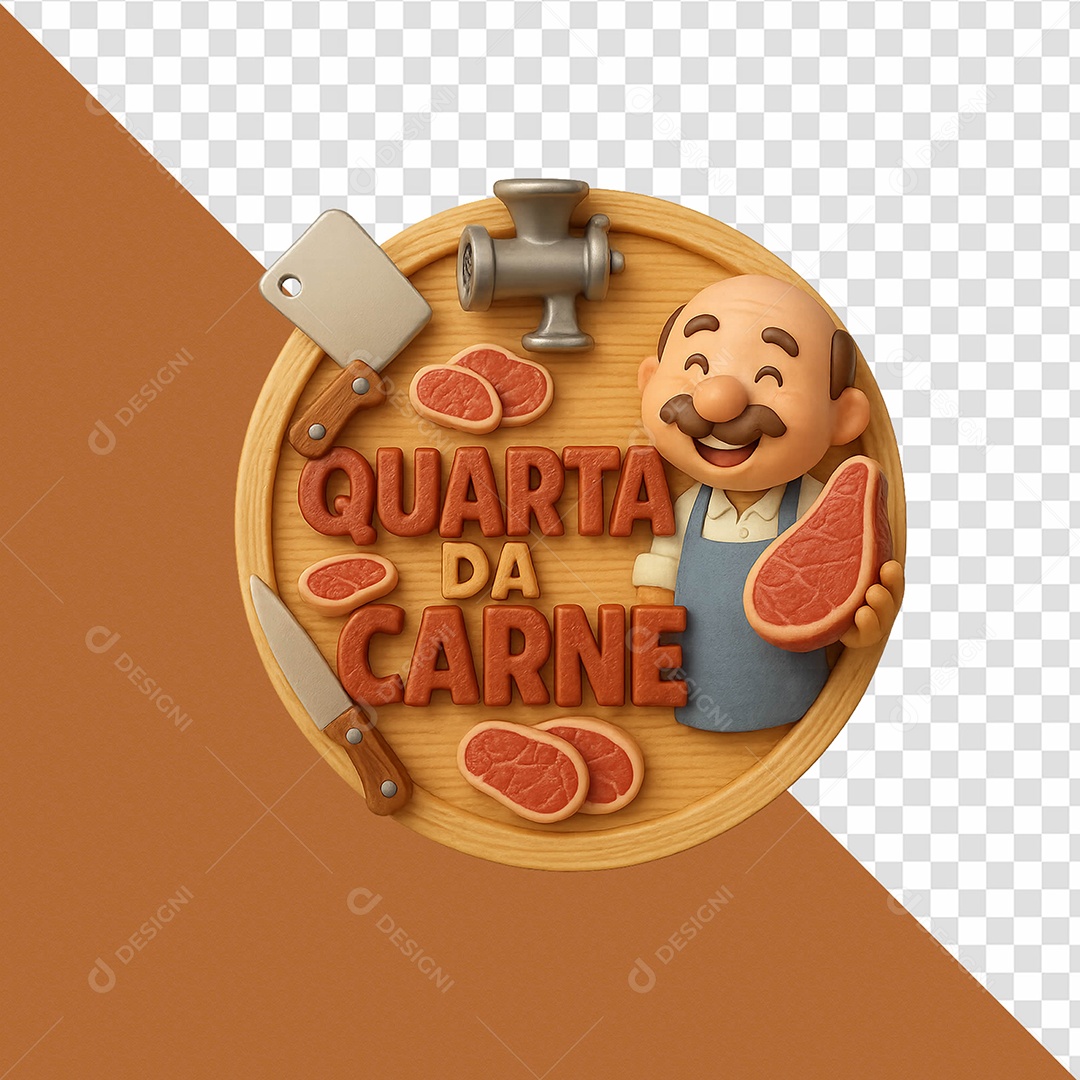 Selo 3D Quarta De Carne Para Composição PSD