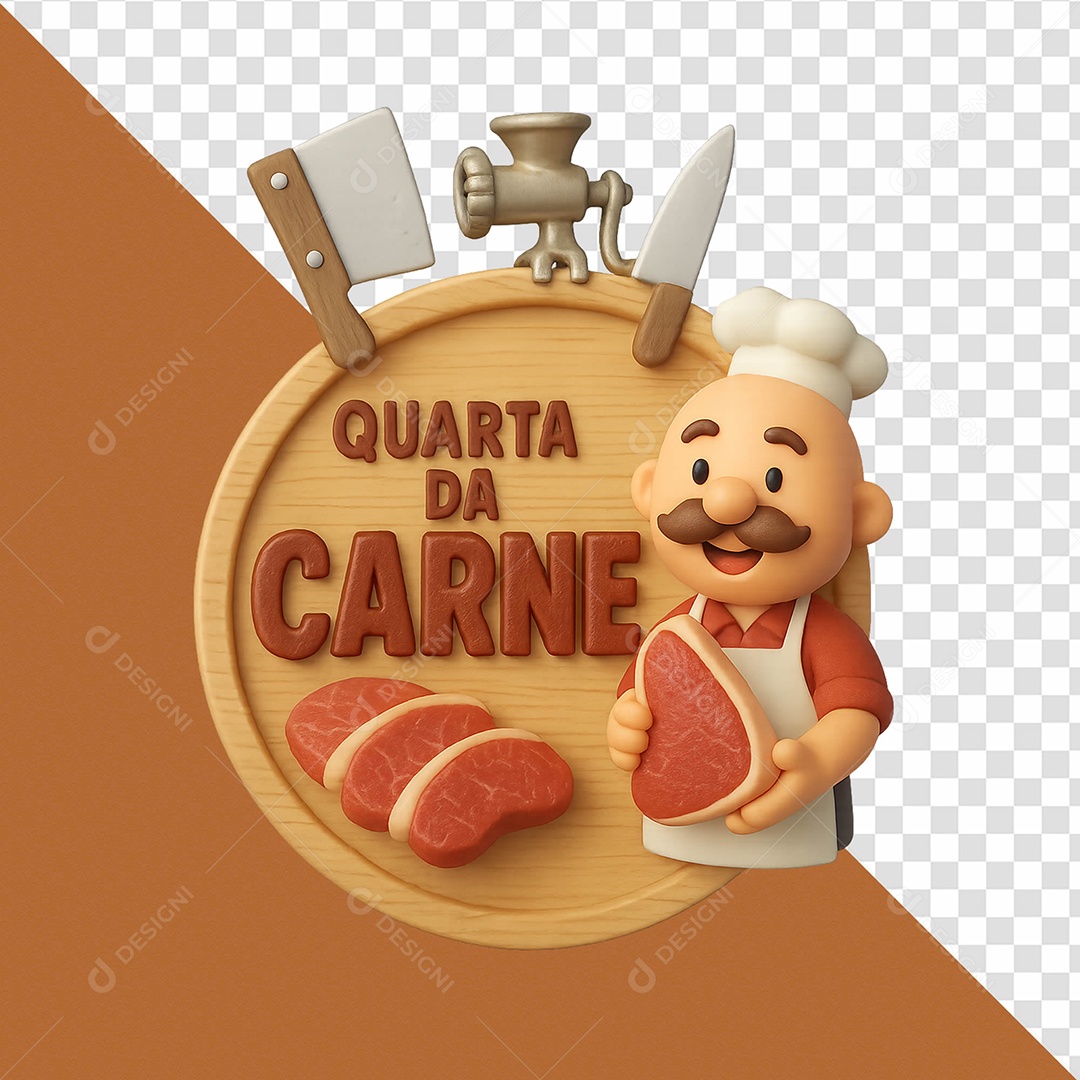 Selo 3D Quarta De Carne Para Composição PSD