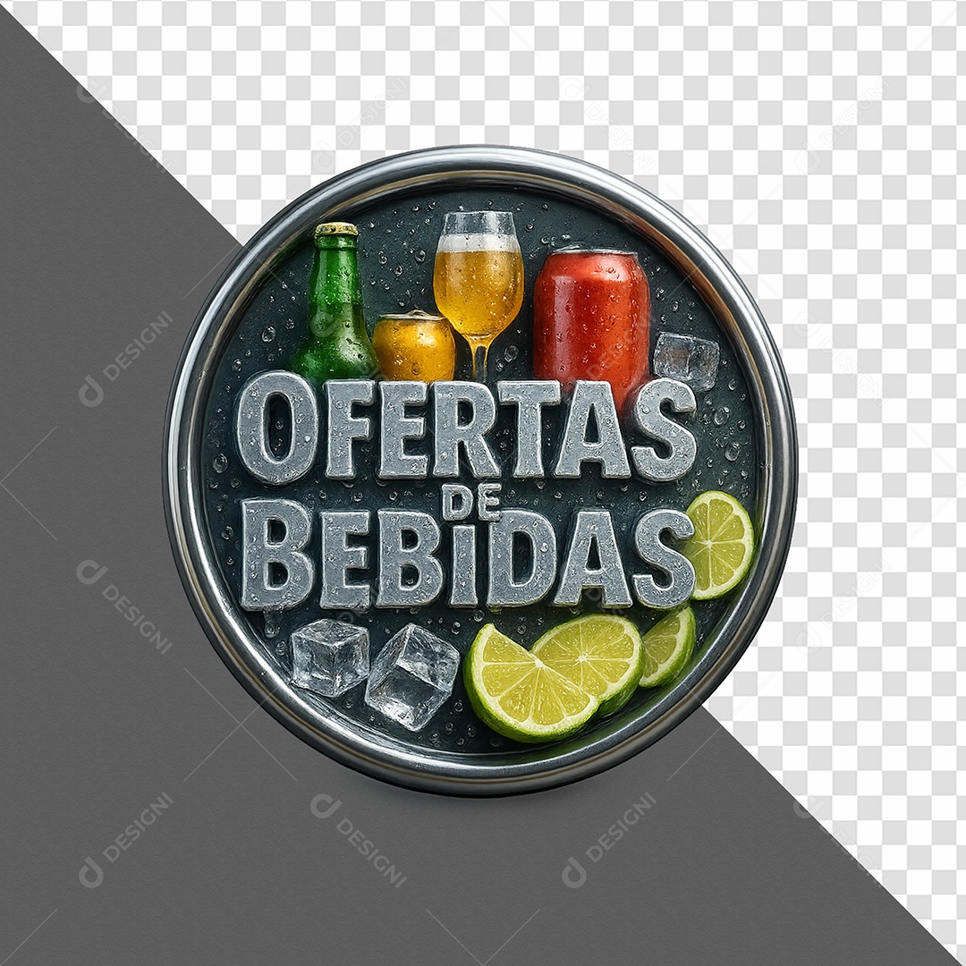 Oferta De Bebidas Gelada! Distribuidora de Bebidas Selo 3D Para Composição PSD