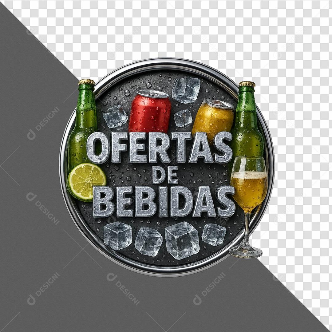 Oferta De Bebidas Gelada! Distribuidora de Bebidas Selo 3D Para Composição PSD