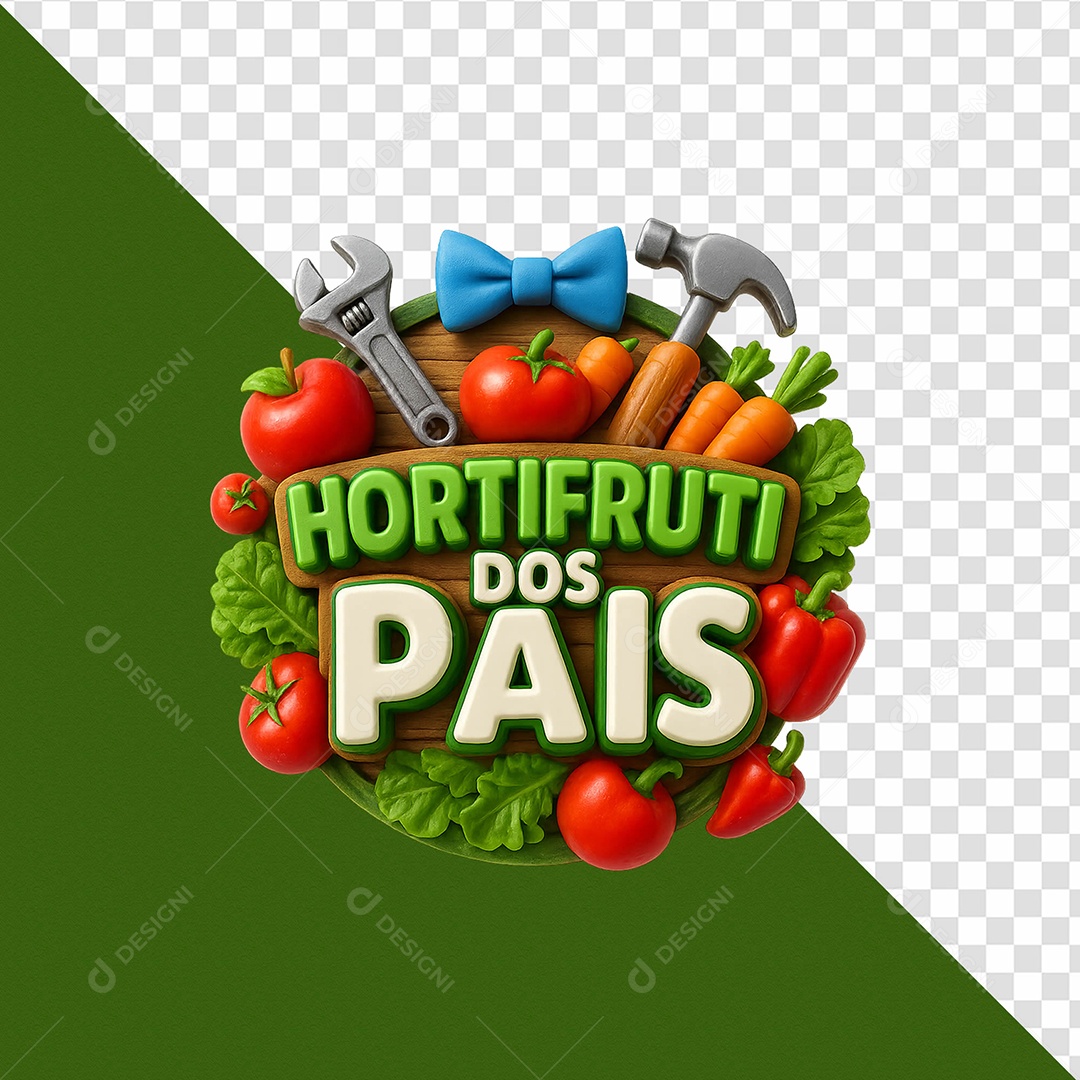 Hortifruti Dos Pais Selo 3D Para Composição PSD