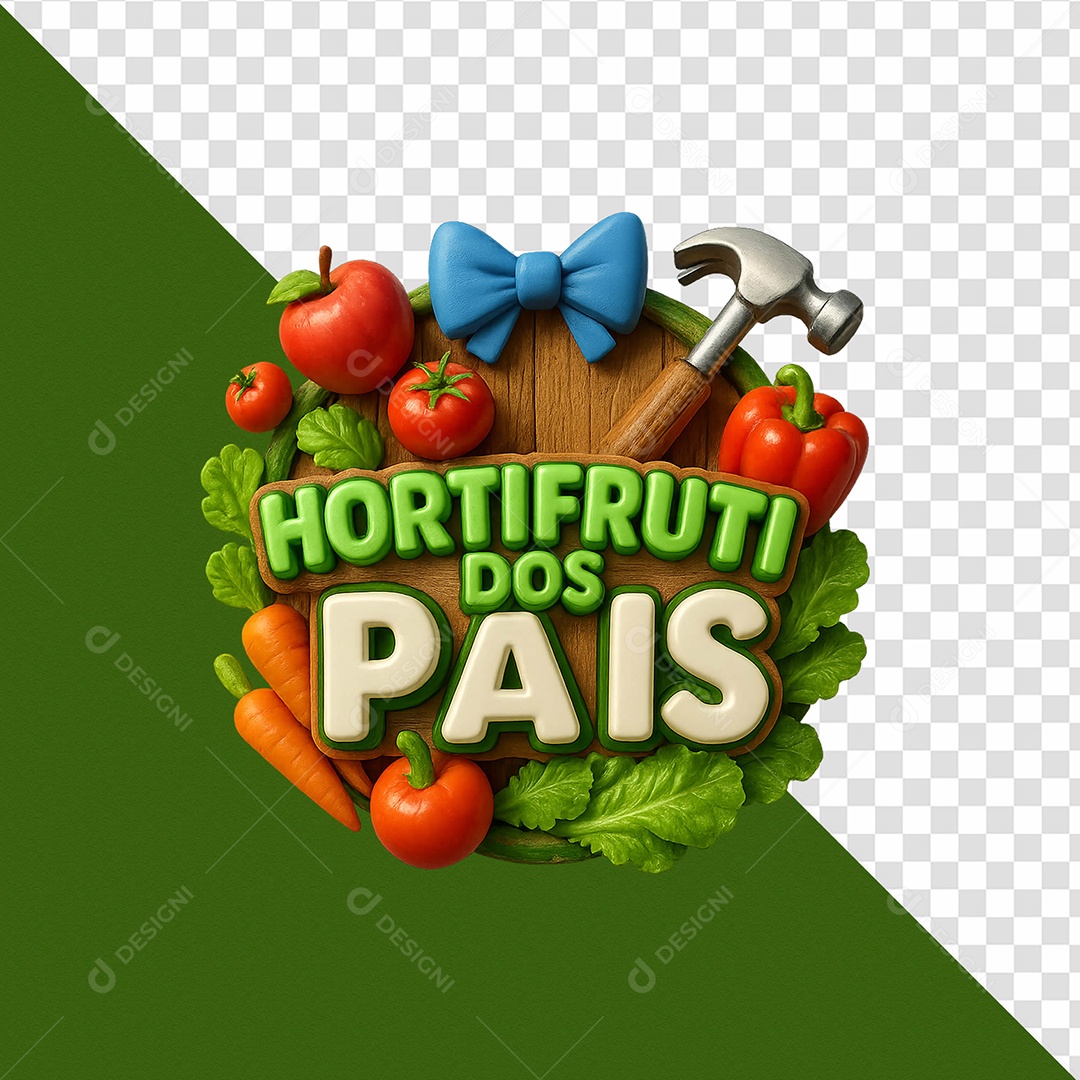 Hortifruti Dos Pais Selo 3D Para Composição PSD