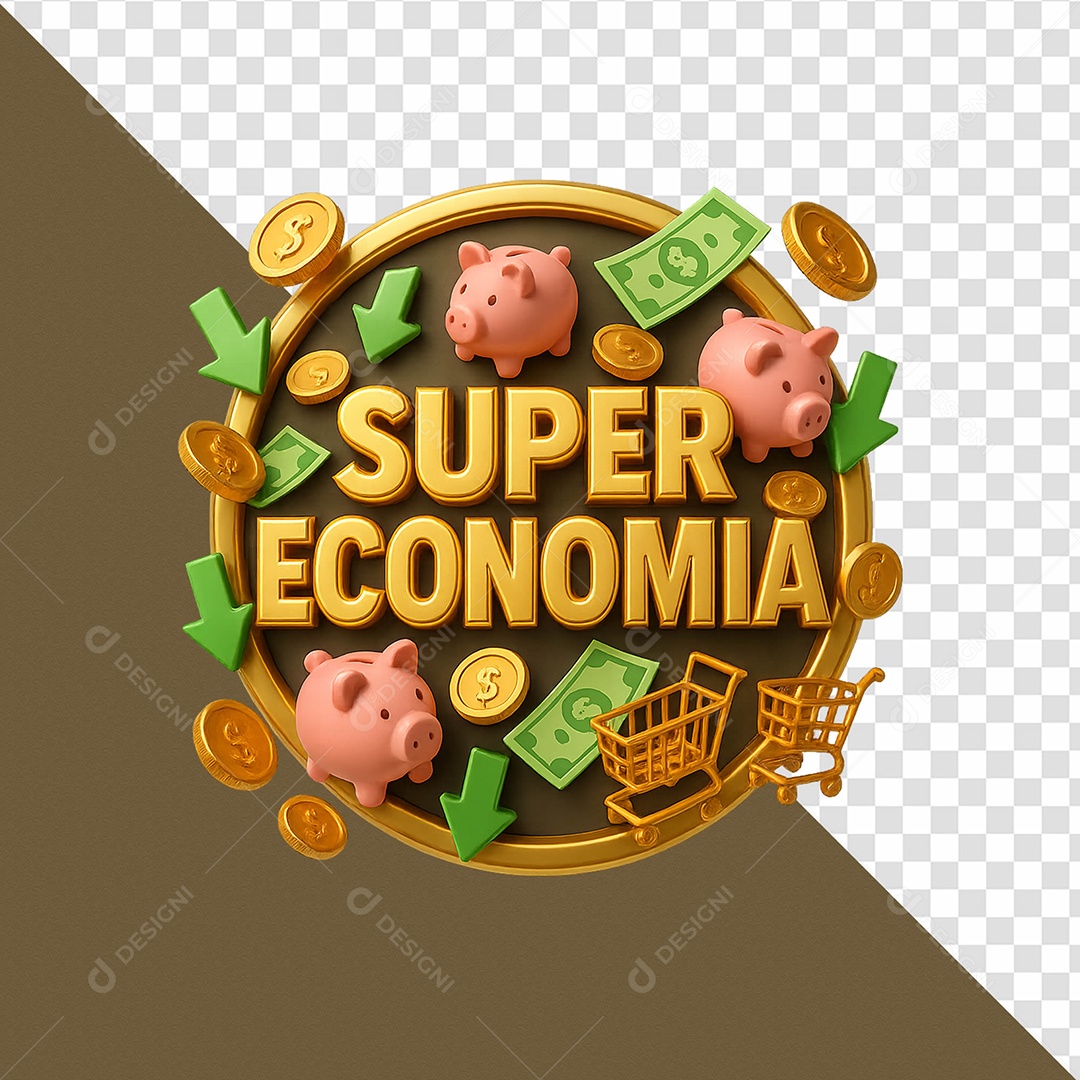 Selo 3D Super Economia Para Composição PSD