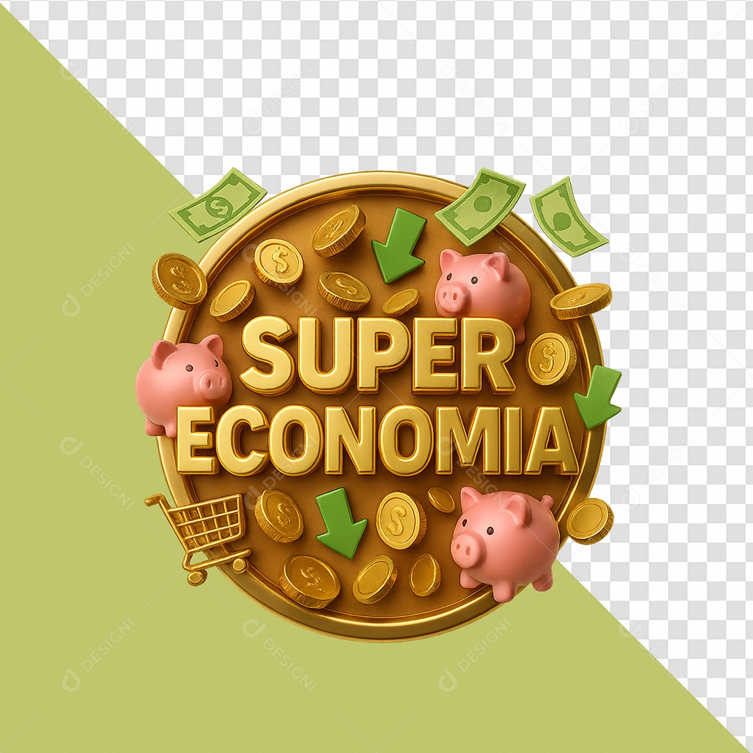 Selo 3D Super Economia Para Composição PSD