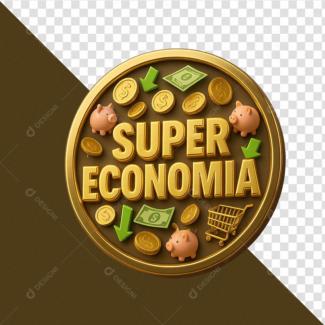 Selo 3D Super Economia Para Composição PSD