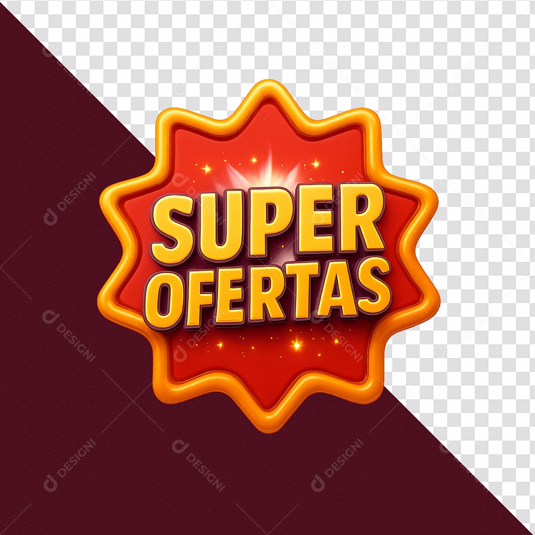 Selo 3D Super Ofertas Para Composição PSD