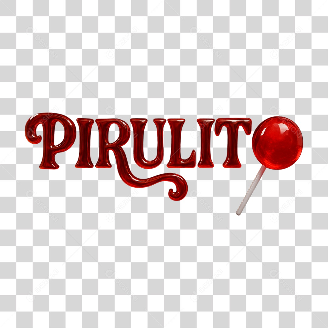 Texto 3D Pirulito PNG Transparente