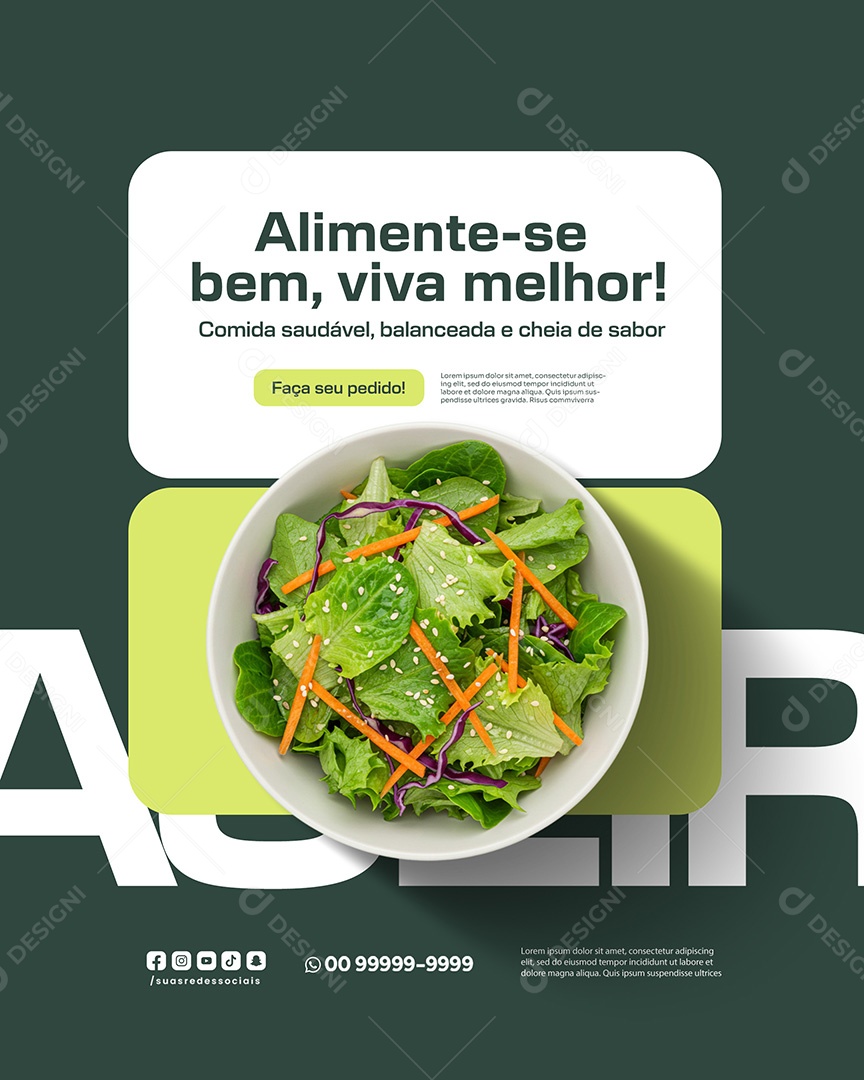 Restaurante Alimente-se Bem Viva Melhor Social Media PSD Editável