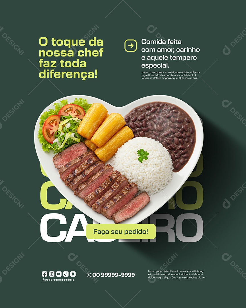 Restaurante O Toque de Nossa Chef Faz Toda Diferença Social Media PSD Editável