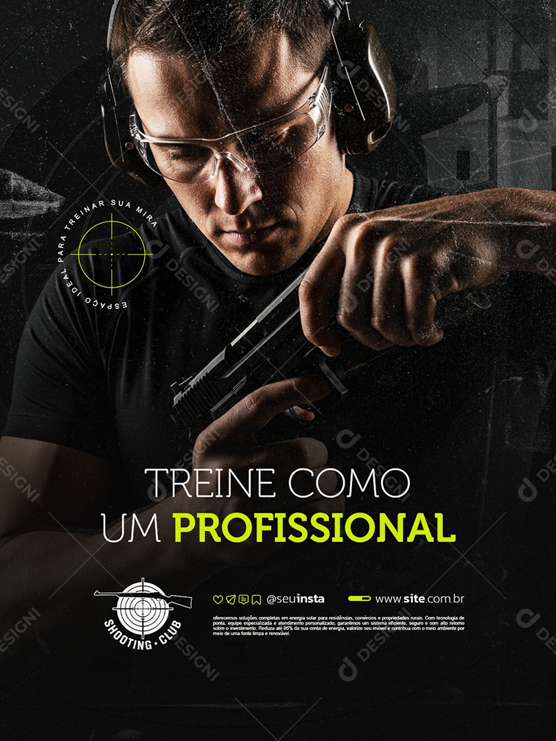 Clube de Tiro Treine como um Profissional Social Media PSD Editável