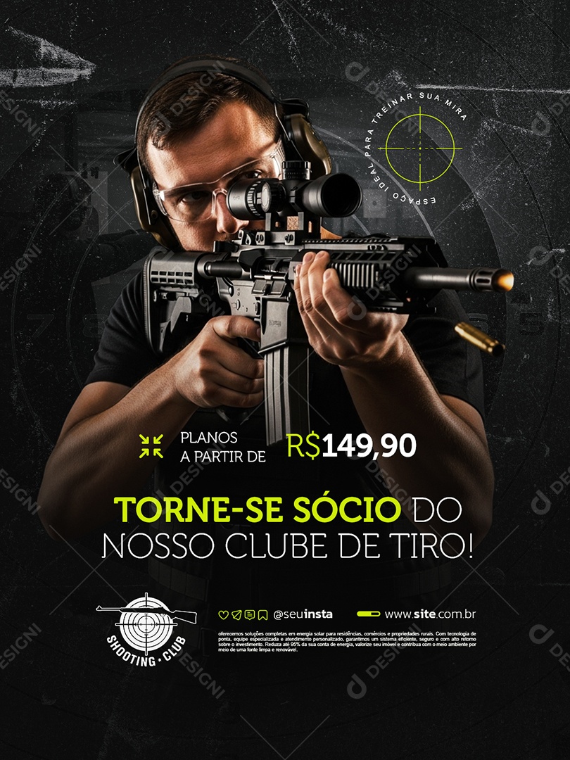 Clube de Tiro Torne se Sócio Social Media PSD Editável