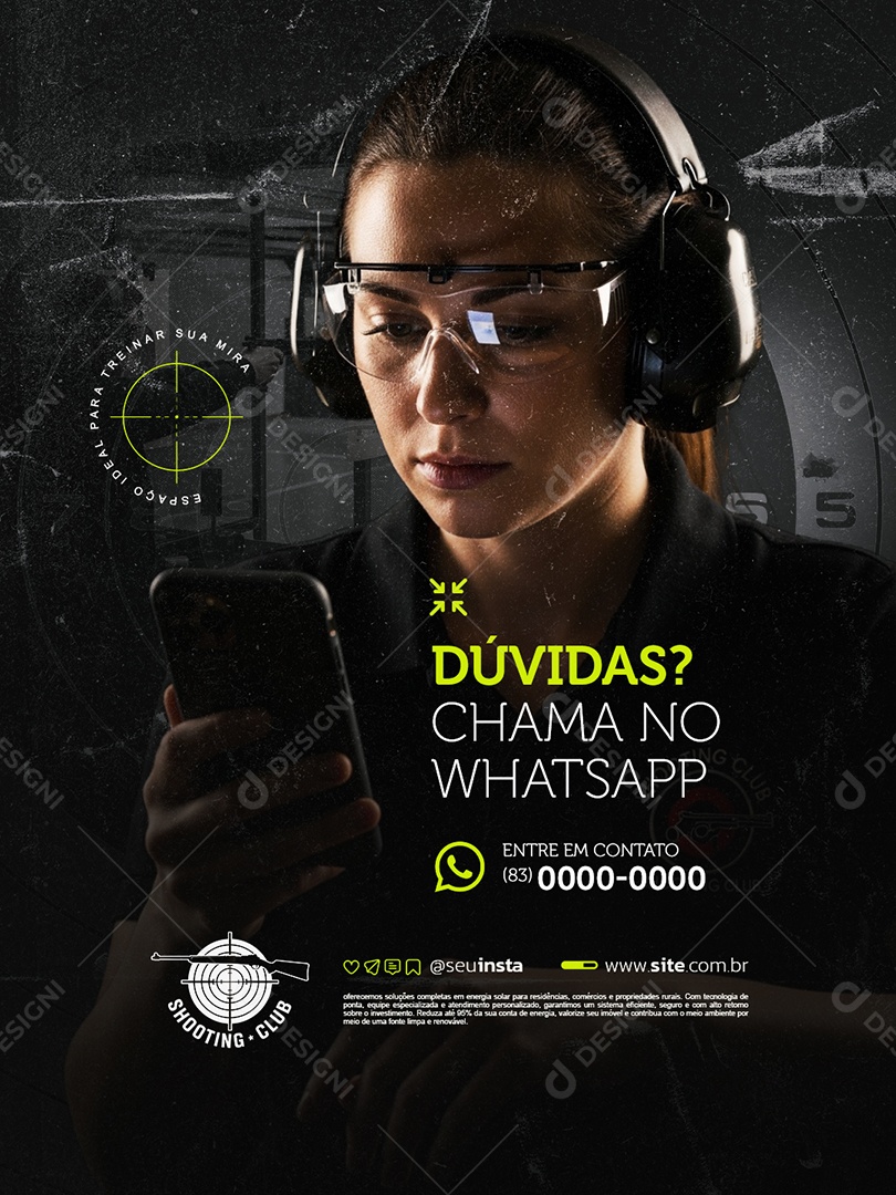 Clube de Tiro Duvidas Chama no Whatzapp Social Media PSD Editável