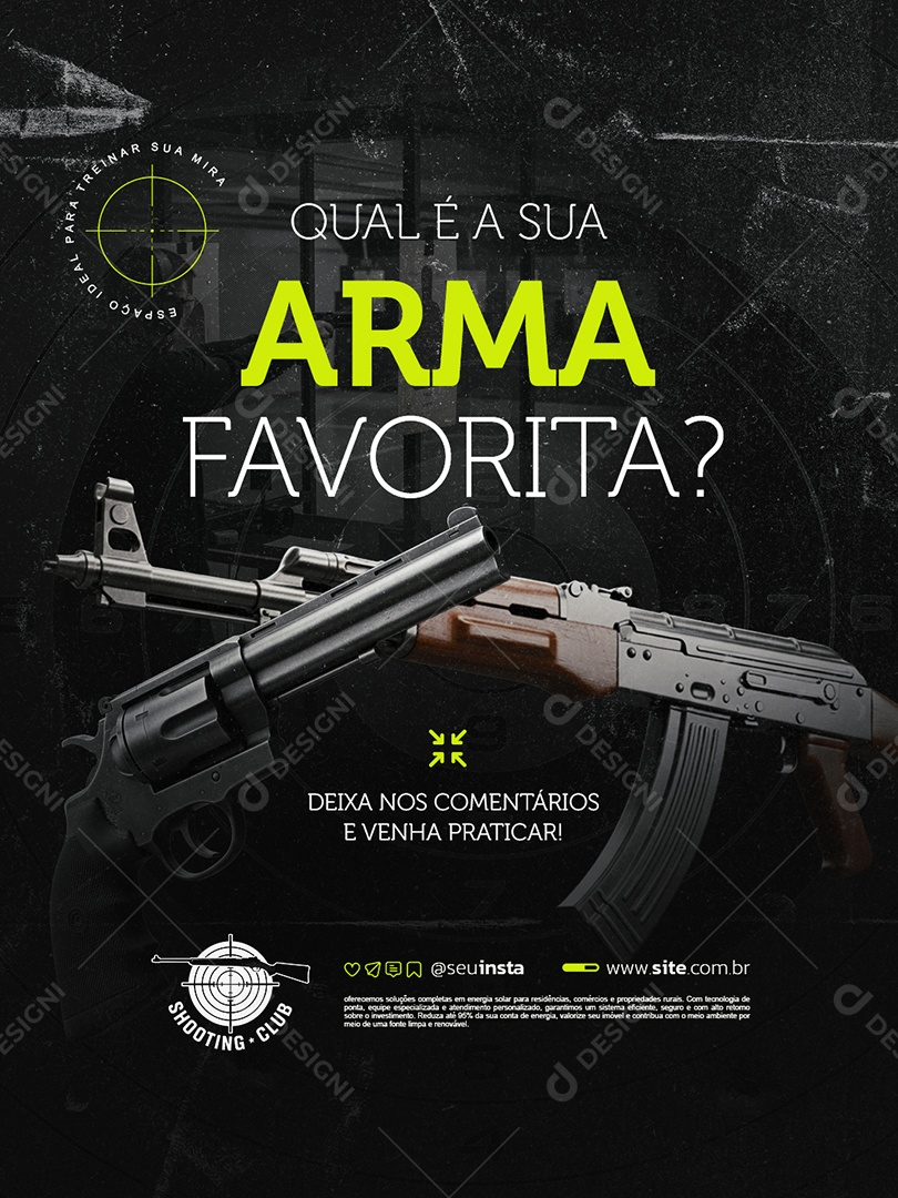Clube de Tiro Qual é a sua Arma Favorita Social Media PSD Editável