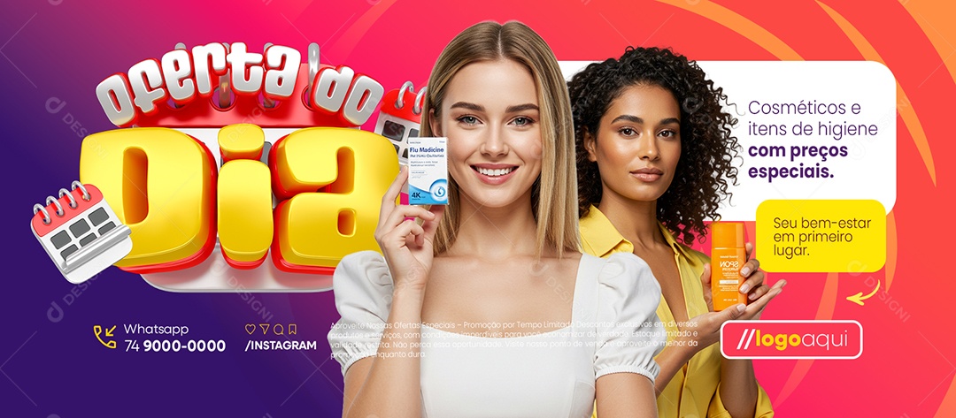 Banner Oferta do Dia Promoções Farmácia Social Media PSD Editável