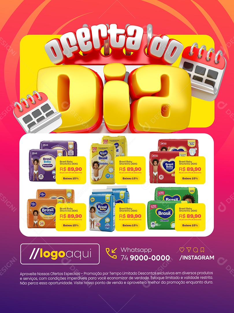 Encarte Oferta do Dia Promoções Farmácia Social Media PSD Editável