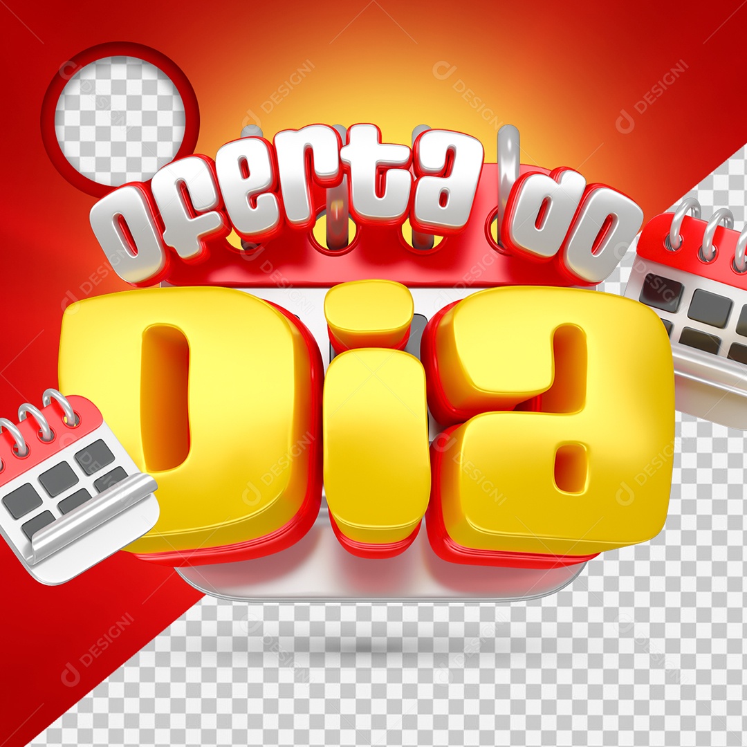 Selo 3D Oferta do Dia Para Composição PSD