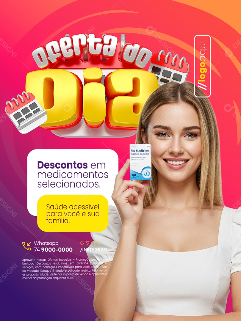 Oferta do Dia Promoções Farmácia Social Media PSD Editável