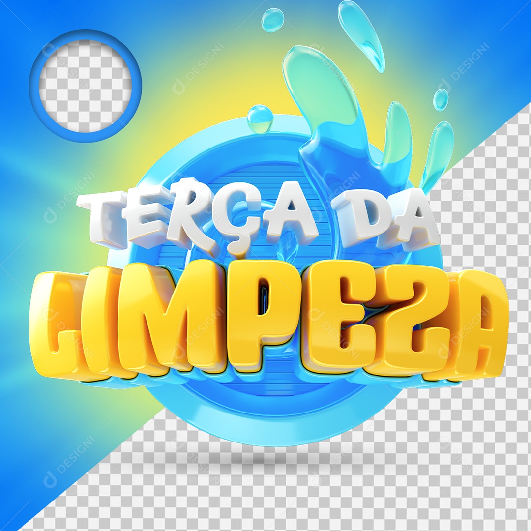 Selo 3D Terça da Limpeza Para Composição PSD