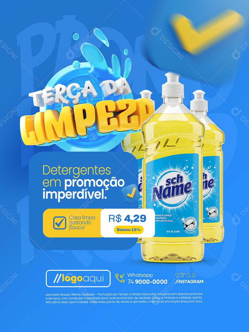 Terça da Limpeza Promoções Supermercado Social Media PSD Editável