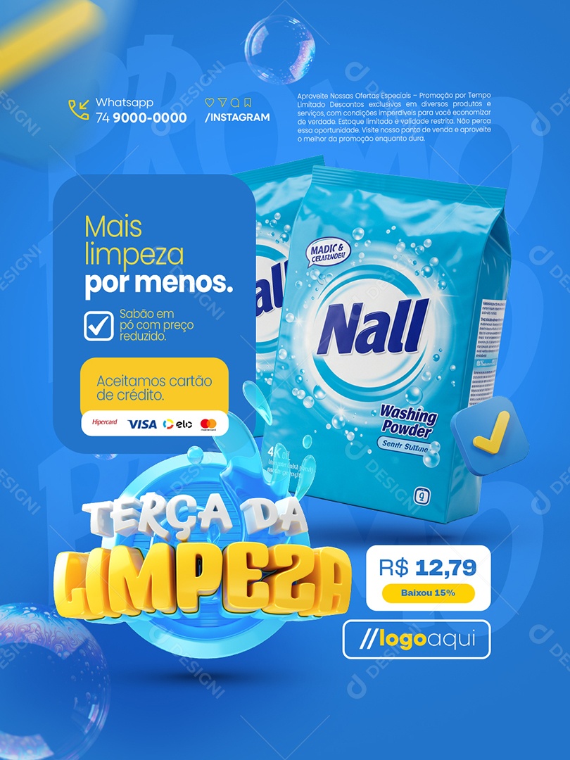 Terça da Limpeza Promoções Supermercado Social Media PSD Editável