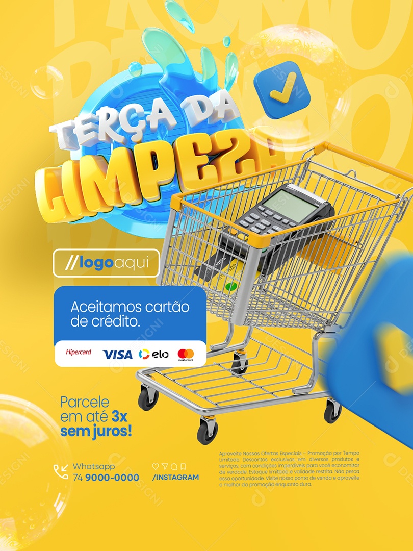 Terça da Limpeza Promoções Supermercado Social Media PSD Editável
