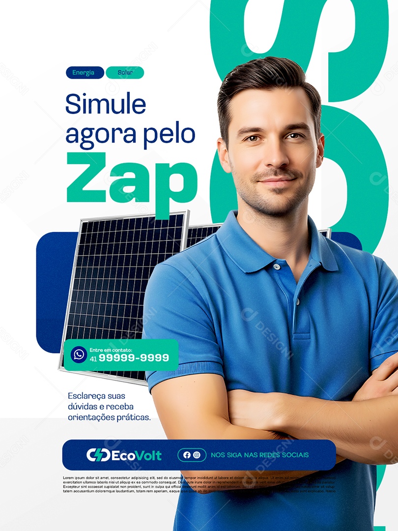 Energia Simule Agora Pelo Nosso Zap Solar Social Media PSD Editável