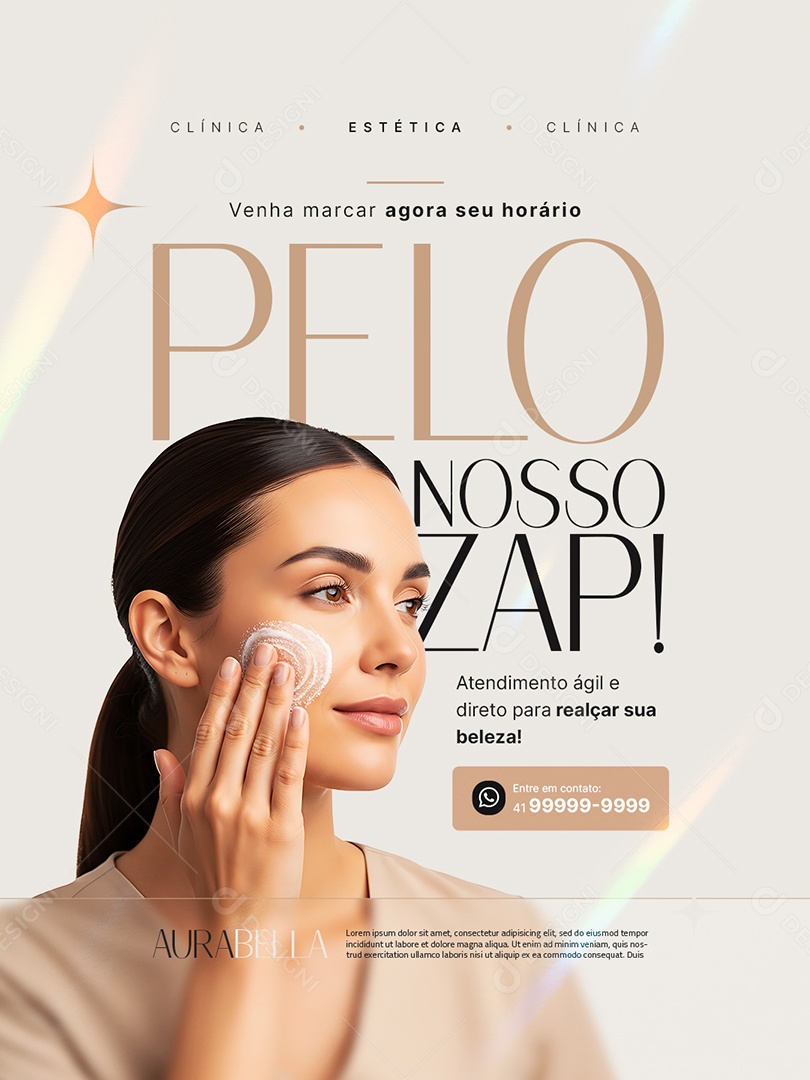 Clinica de Estética Agende seu Horário Pelo Nosso Zap Social Media PSD Editável