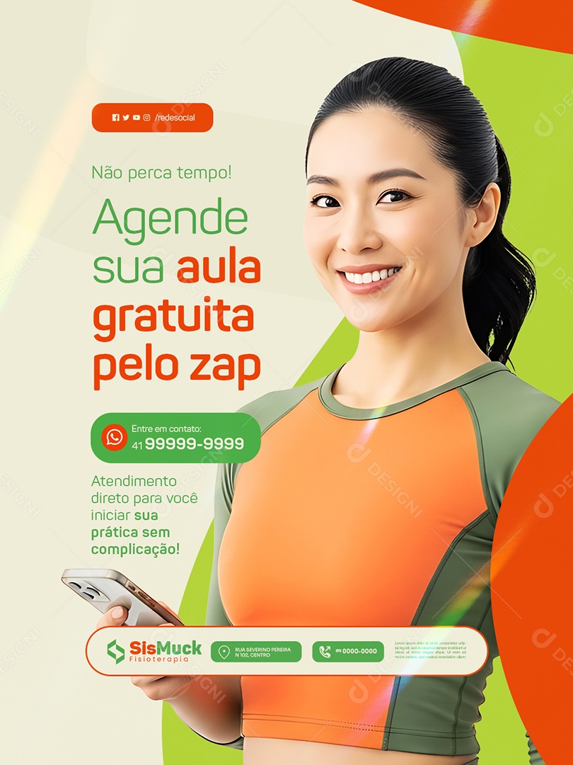 Fisioterapeuta Agende sua Aula Gratuita Pelo Nosso Zap Social Media PSD Editável