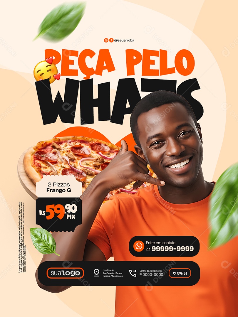 Pizzaria Peça Pelo Whats Social Media PSD Editável