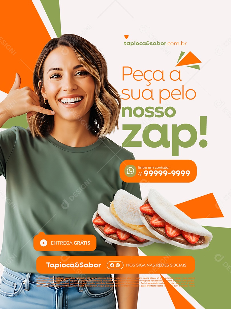 Tapiocaria Peça Pelo Nosso Zap Social Media PSD Editável