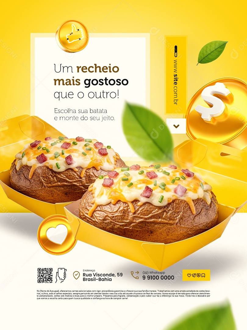 Um Recheio Mais Gotoso Batataria Social Media PSD Editável