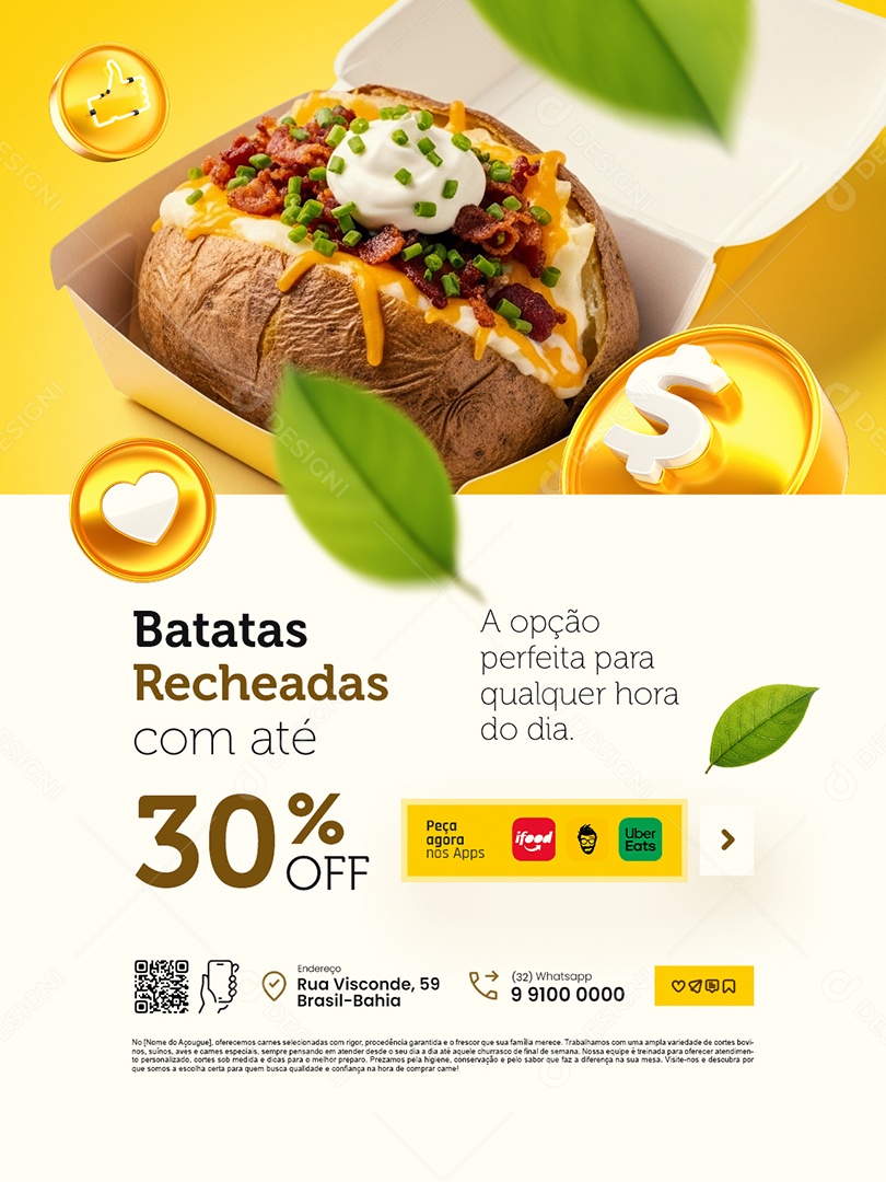 Batata Recheada Promoção Batataria Social Media PSD Editável