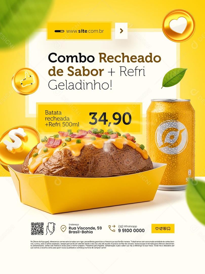 Combo Recheado de Sabor Batataria Social Media PSD Editável