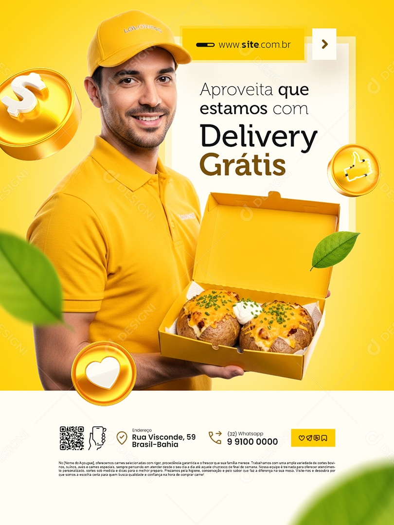 Aproveita que Estamos com Delivery Grátis Batataria Social Media PSD Editável