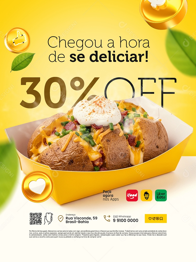 Chegou a Hora de Dedicar Batataria Social Media PSD Editável