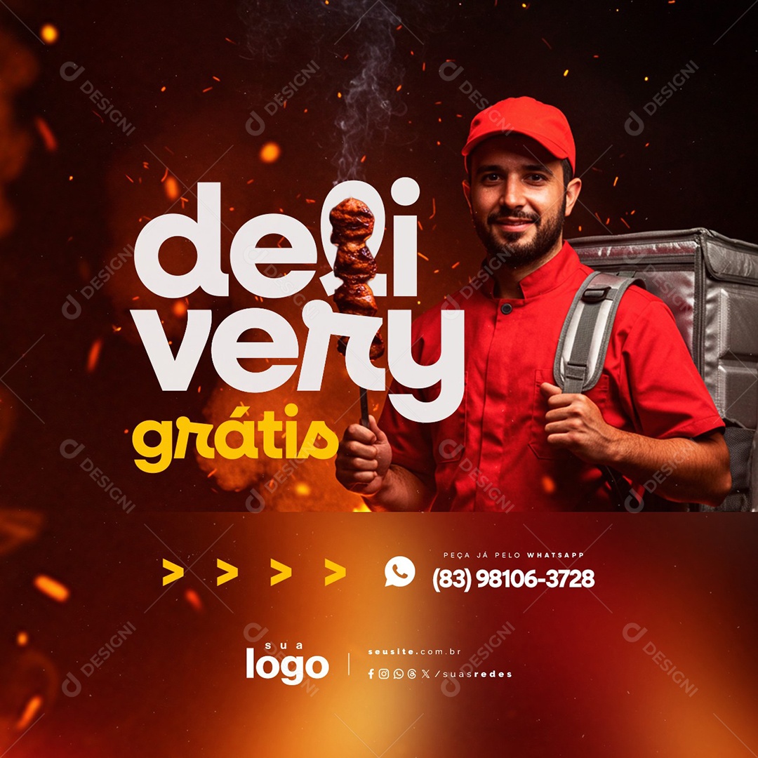Churrascaria Delivery Grátis Social Media PSD Editável