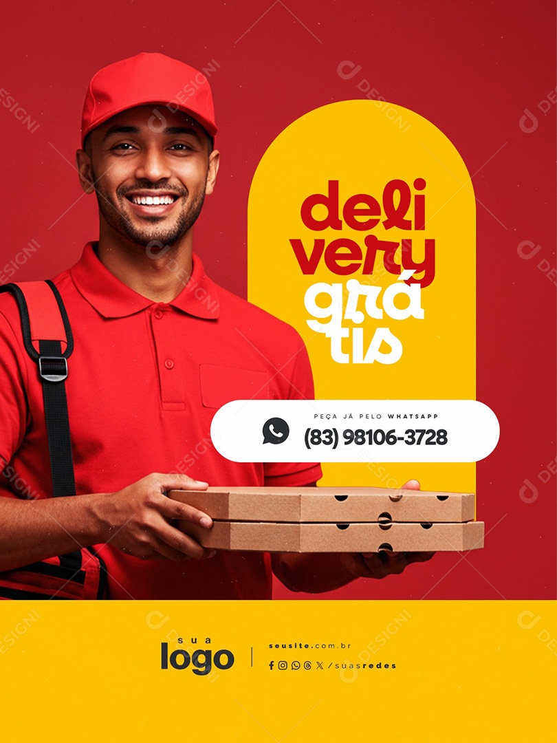 Pizzaria Delivery Grátis Social Media PSD Editável
