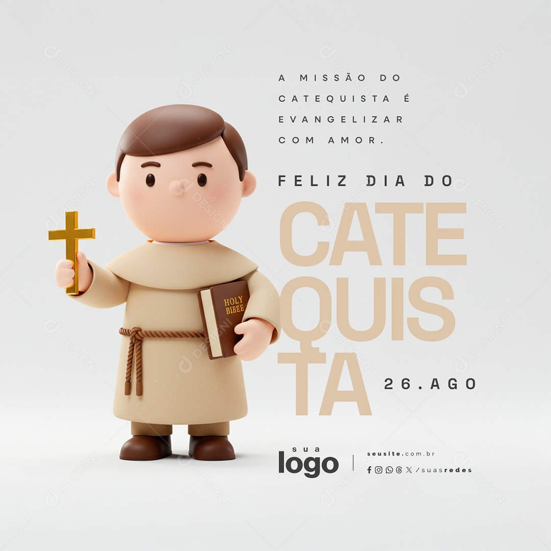 Dia do Catequista 26 de Agosto Social Media PSD Editável