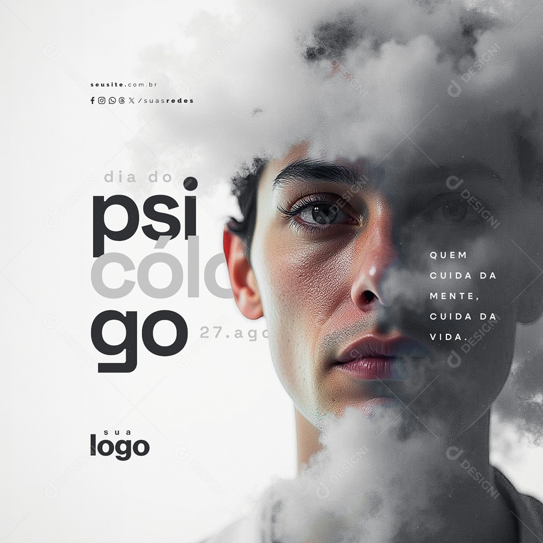 Dia Do Psicólogo 25 de Agosto Parabéns Social Media PSD Editável